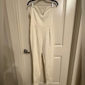 by the way. Cream Strapless Jumpsuit